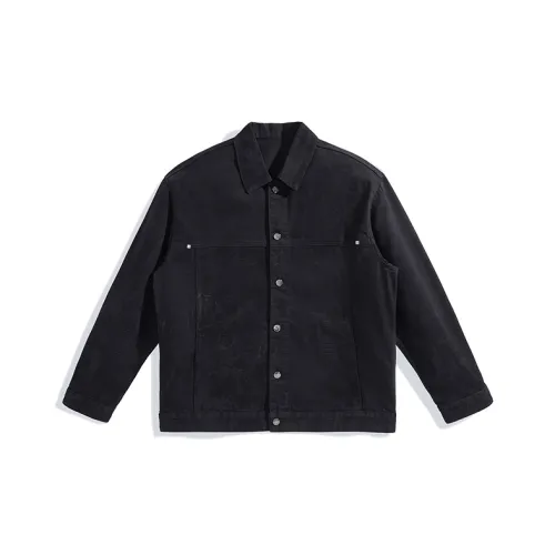 PEACEBIRD MEN Subtle Texture Print Denim Jacket Men's