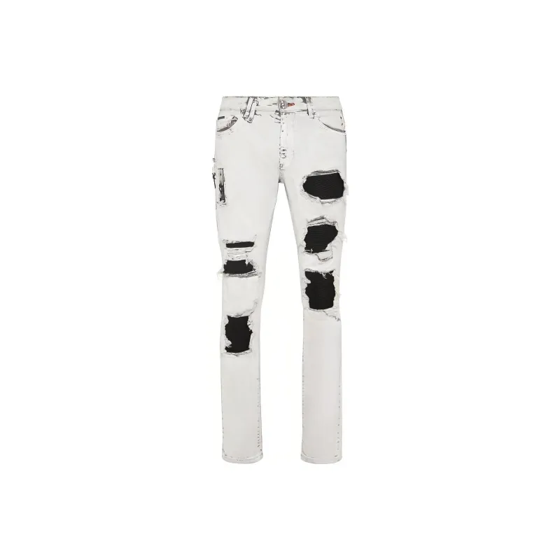 PHILIPP PLEIN Ripped Stonewashed Skinny Jeans-0