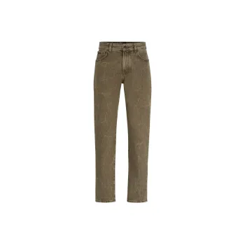 HUGO BOSS Regular-Fit Jeans Rigid Denim Jeans Men's Khaki