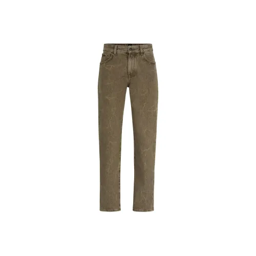 HUGO BOSS Regular-Fit Jeans Rigid Denim Jeans Men's Khaki