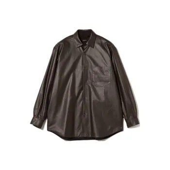 Beams Leather Jacket Men's Dark Brown