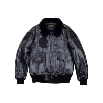 AVIREX Leather Jackets Men Black
