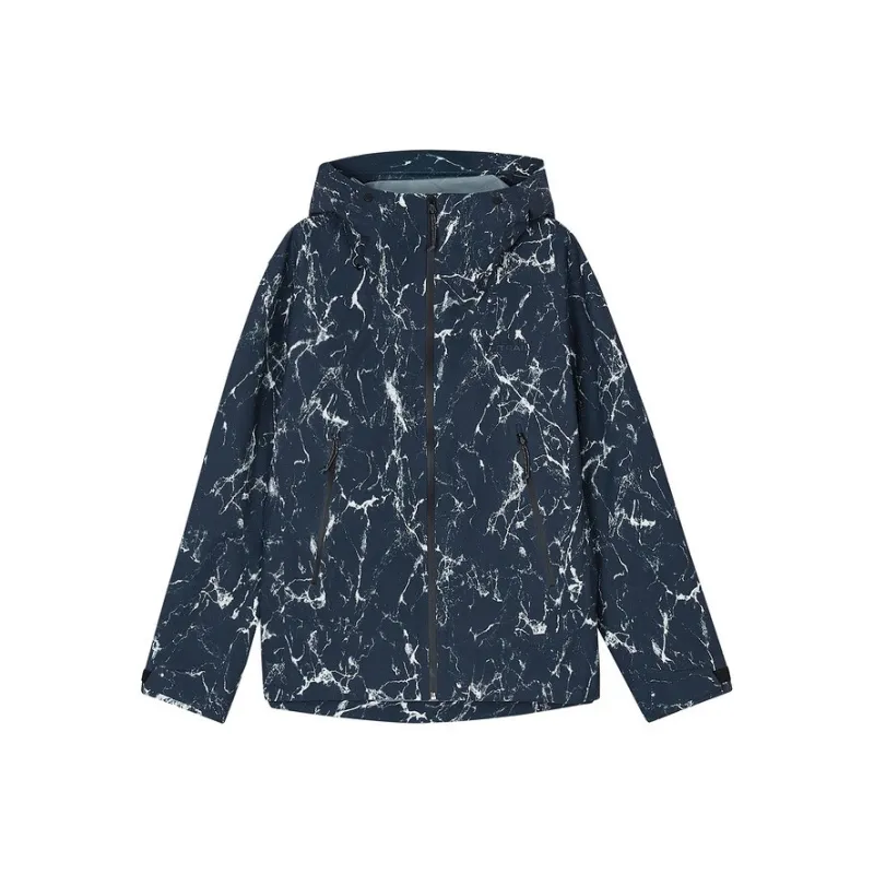 Skechers Mountain And Wild Outdoor Series Jacket Men's Navy Blue Water Pattern All Over Print-0