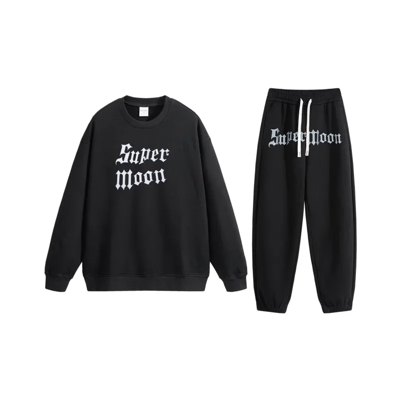 SUPERMOON Autumn And Winter Season Knitted Sports Pants Unisex Black-21