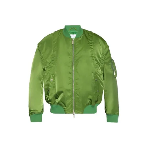 OFF WHITE Zip Up Straight Hem Bomber Jacket