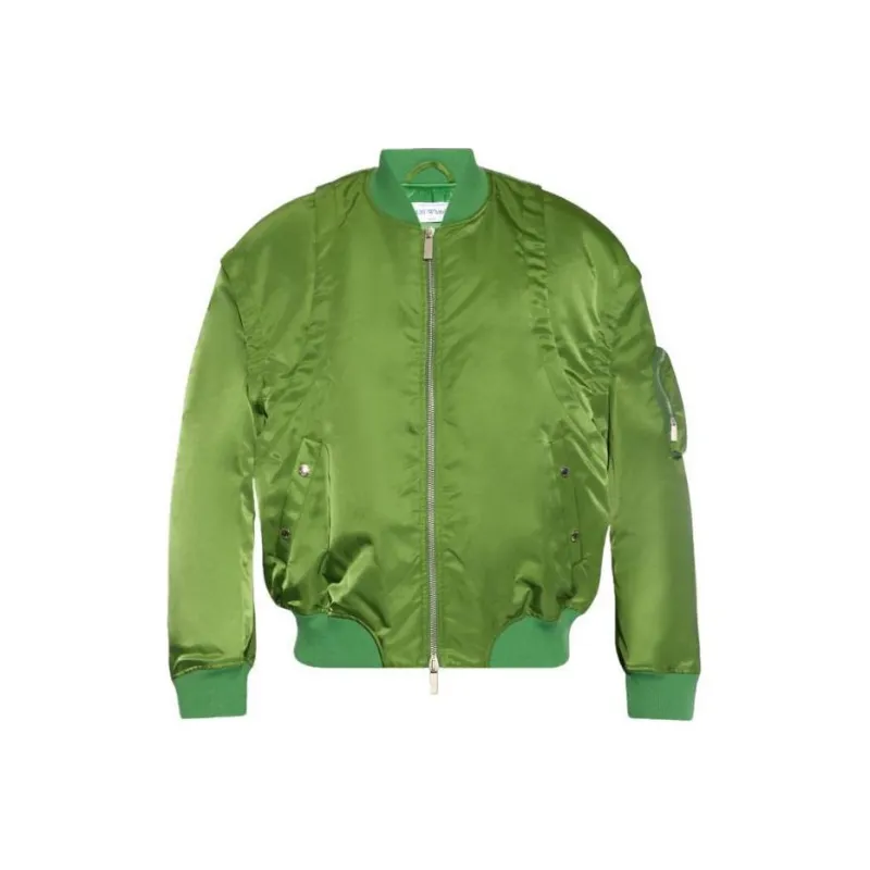 OFF WHITE Zip Up Straight Hem Bomber Jacket-0