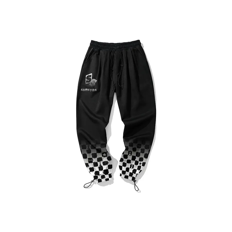 SANSYAS Elastic Cuff Casual Pants Unisex Black-0