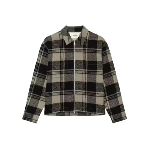 check-print SS24 suedes Coats Men's Beige Black