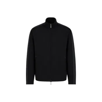 EMPORIO ARMANI Double jersey Full zip Sweatshirt With Logo Tape
