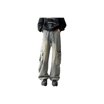 QOTRIOCK Jeans Men Yellow Mud