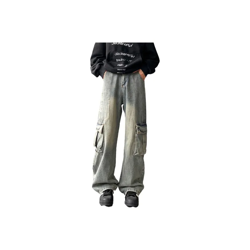 QOTRIOCK Jeans Men Yellow Mud-0