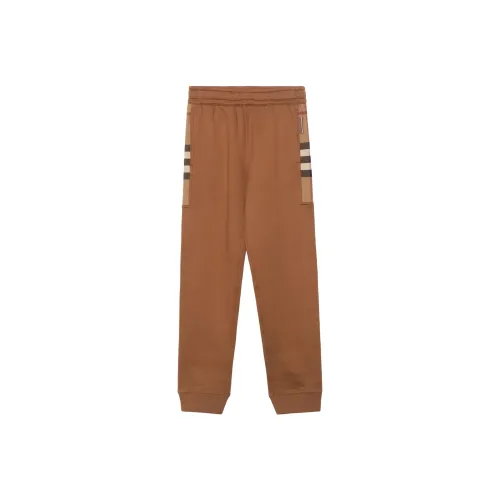 Burberry Check Panel Cotton Blend Sweatpants