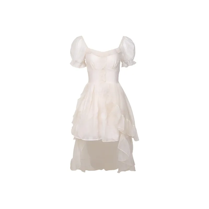 Mu Xiao Xin Short Sleeved Dress Women's Apricot-3
