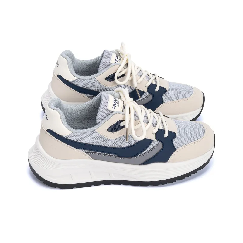 HUANQIU Abrasion Resistant, Breathable, Lightweight Low Top Casual Running Shoes Men's Gray Blue-3