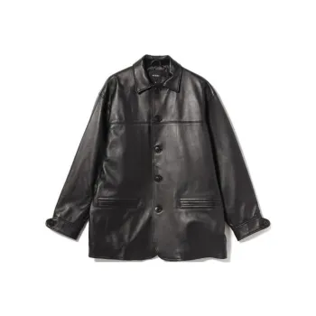 Beams Leather Jackets Men Black