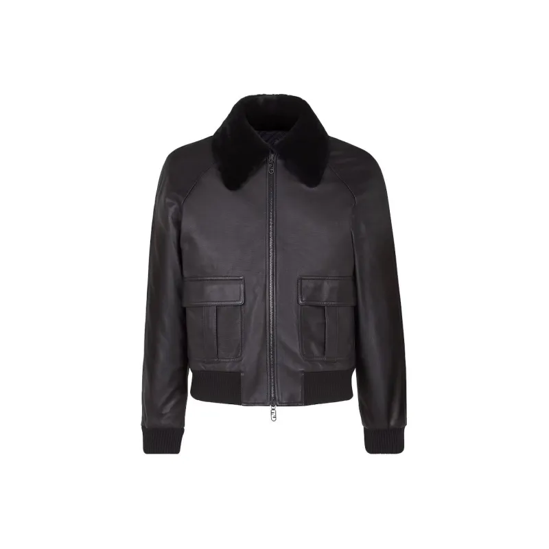 FENDI Leather Jackets Men Black-0