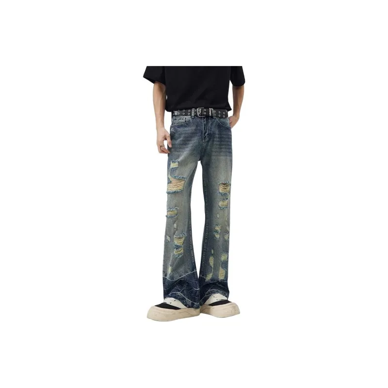 FONDLOOK Pants Men's Vintage Blue-0