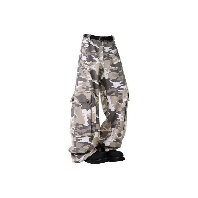 JUNGLE PANDA Jeans Unisex White Gray Camouflage-0
