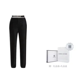 Charlie Luciano Straight Moderate Casual Pants Unisex Black