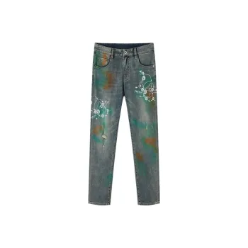 DEGAIA SS24 Jeans Men's Light Denim Blue Letter