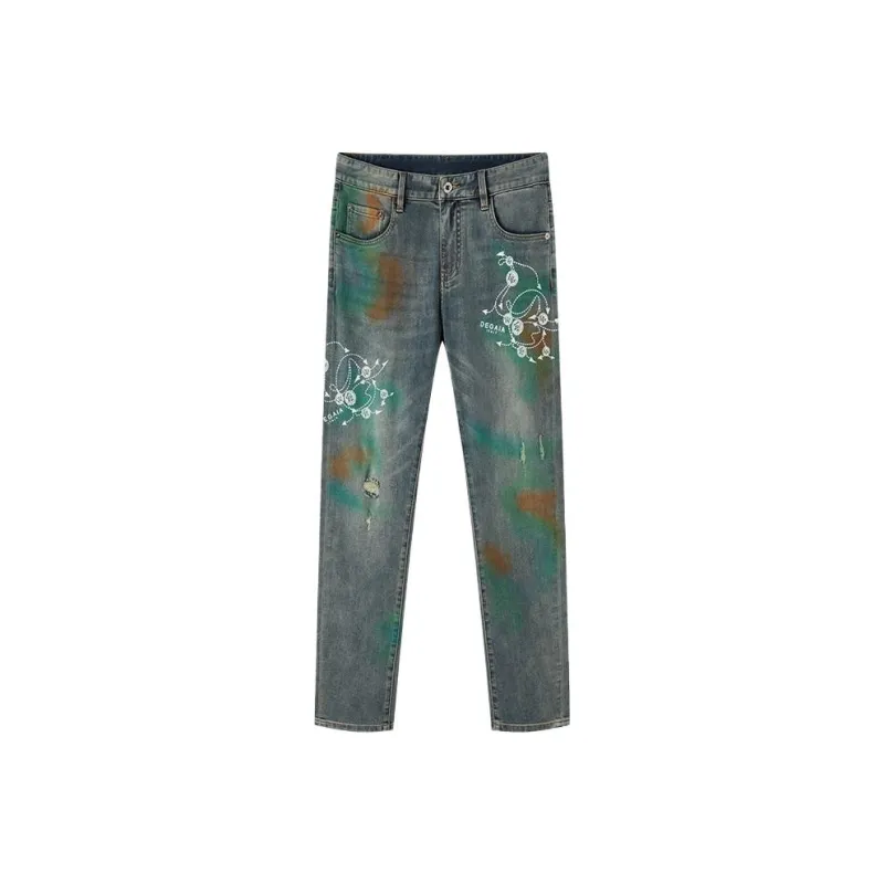 DEGAIA SS24 Jeans Men's Light Denim Blue Letter-0