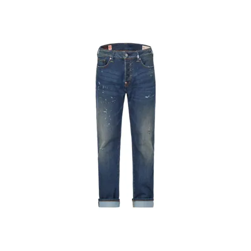 EVISU Tapered Pants Stretch Moderate Jeans Men's Denim Blue