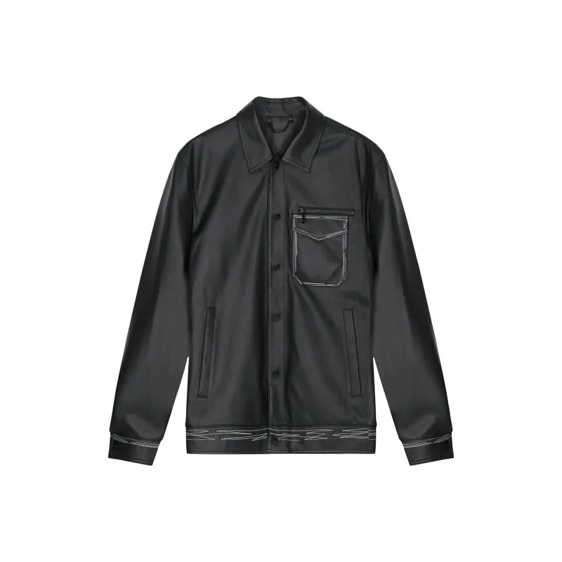 DAVID NAMAN Leather Jackets Men Black-0