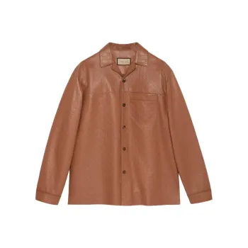 GUCCI Gg Supreme Leather Shirt Jacket