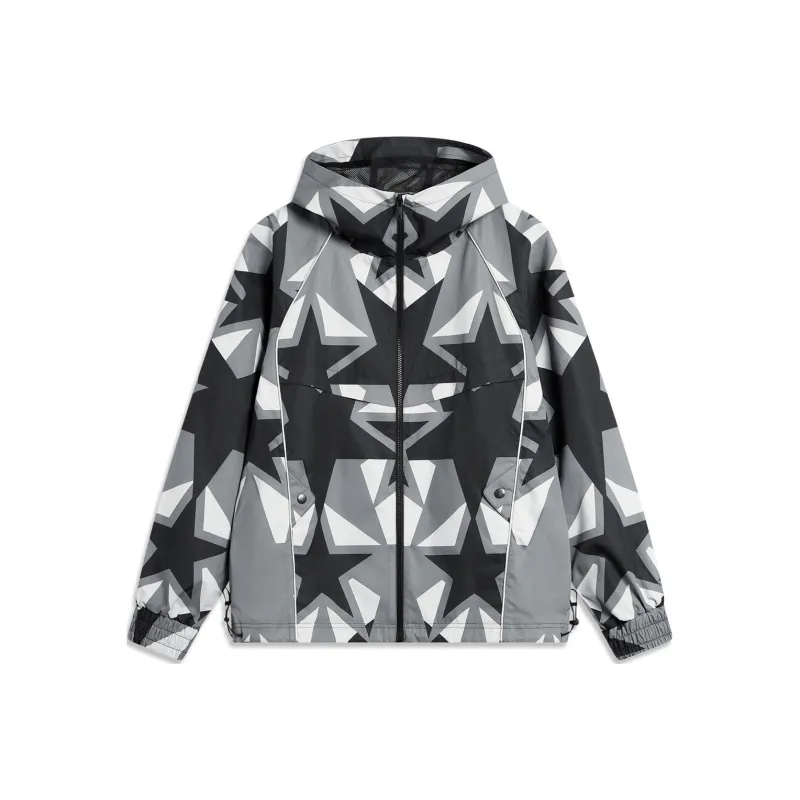 LiNing Trench Coat Men's Black Gray All Over Print-0
