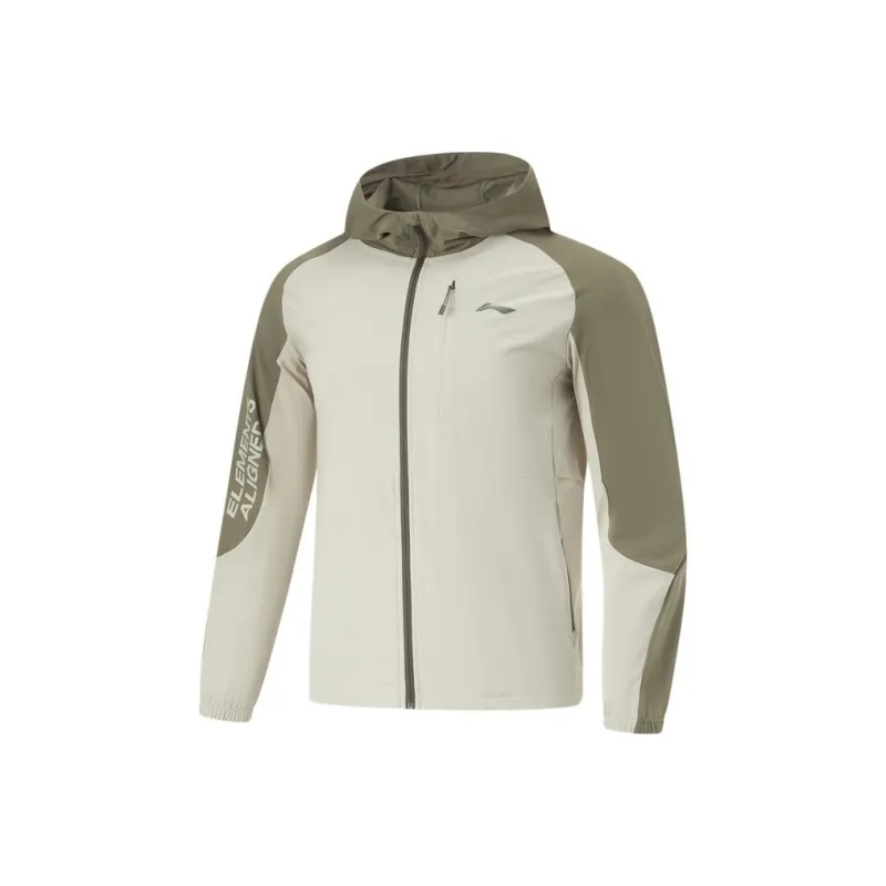 LiNing Fitness Series Trench Coat Men's Solvent Gray Military Canvas Green-0