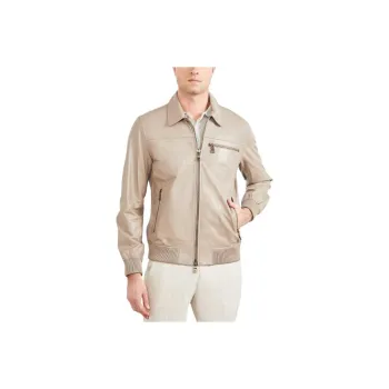 GUESS Leather Flight Jacket Jackets Coats Men's Light Brown