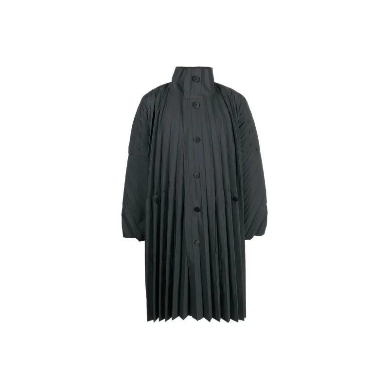 Homme Plissé Issey Miyake Trench Coats Men Black-0