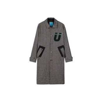 Guuka Trench Coats Men Gray Plaid