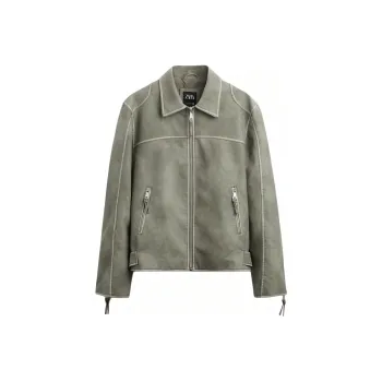 ZARA Leather Jacket Men's Green