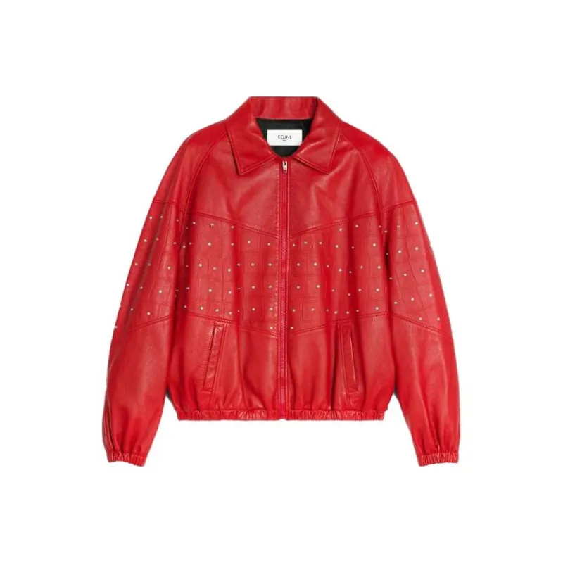CELINE SS23 Leather Jackets Coats Men's Red-0