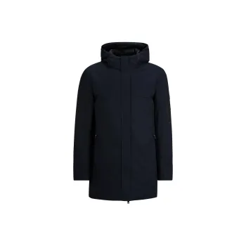HUGO BOSS Water Repellent Parka Jacket With Logo Sleeve Pocket Parka Coat Men's Dark Blue