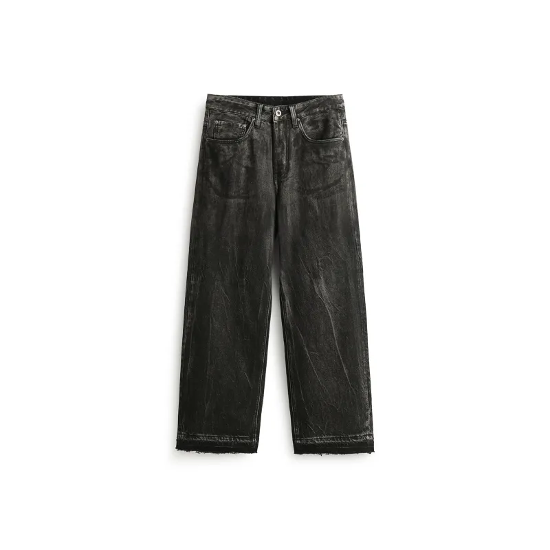 ZENGZHI Jeans Unisex Dirty Black-0