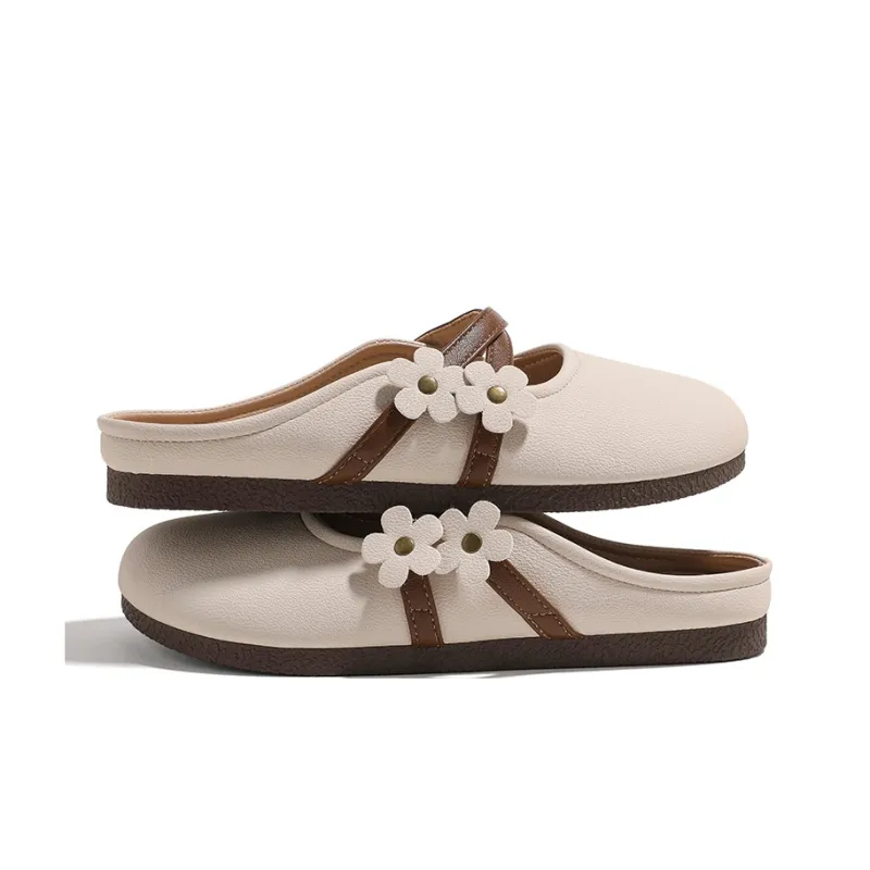HUANQIU Quiet Slip Resistant Closed Toe Slippers Women's Light Khaki-3