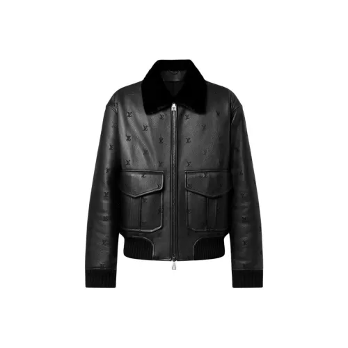 LOUIS VUITTON SS24 Leather Black jacket Men's Black