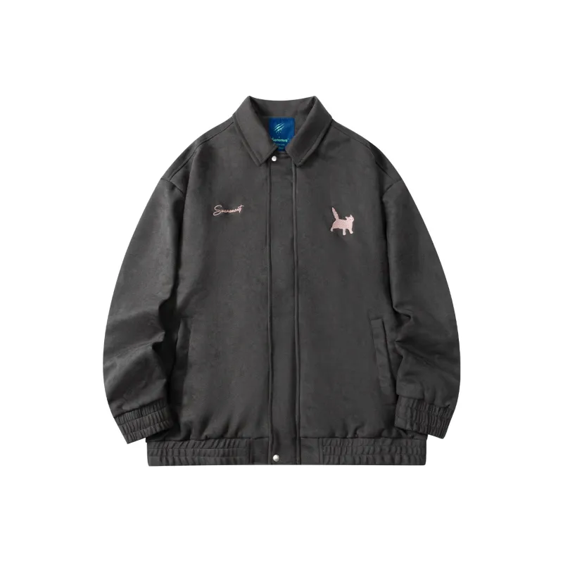 Suamoment Spring American Vintage Casual Couple Coat Top Unisex-0