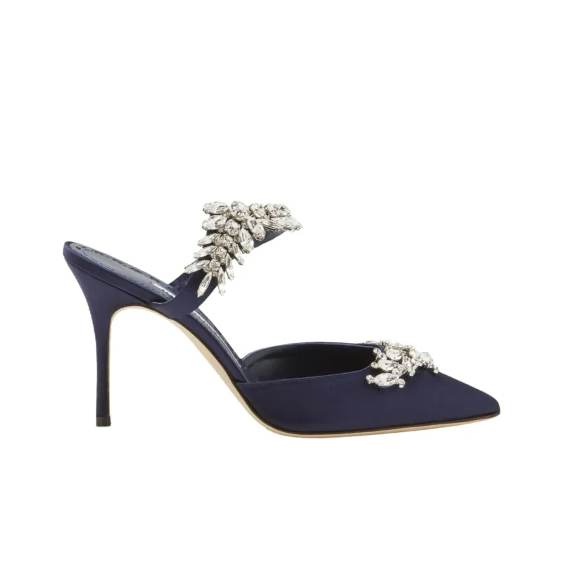 MANOLO BLAHNIK Closed Toe Slippers Women's Blue-1