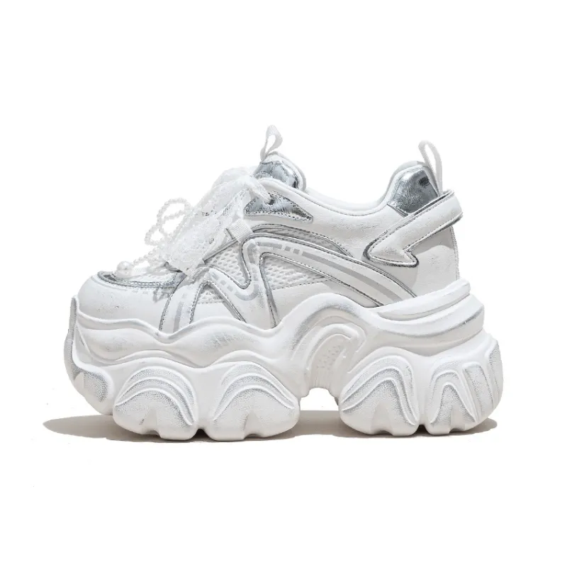 Shangjinni Abrasion Resistant Breathable Height Increasing Low Top Chunky Sneakers Women's-0