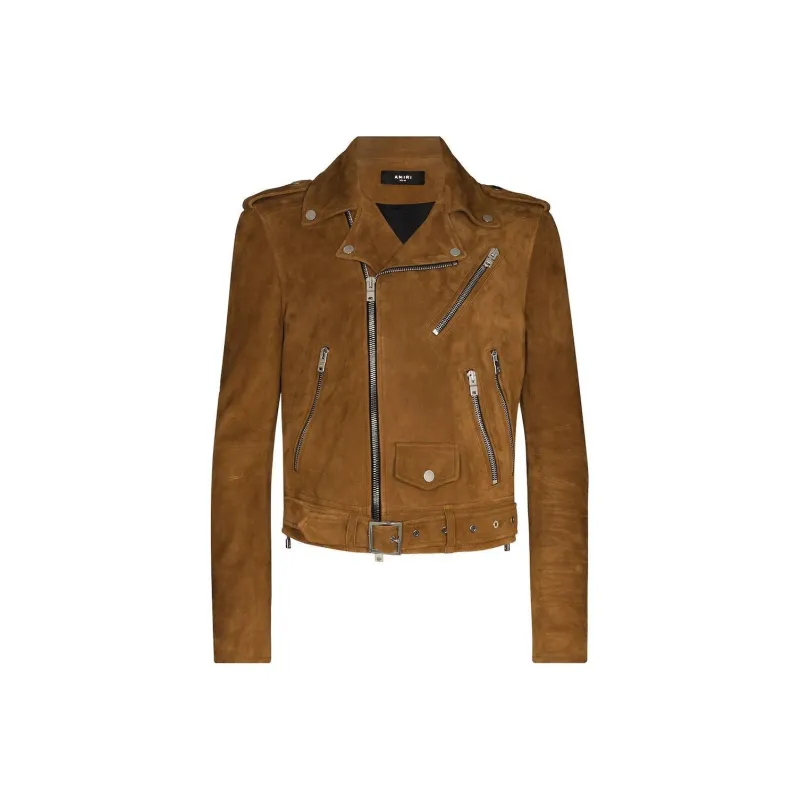 AMIRI Zip Pockets Leather Biker Jacket-0