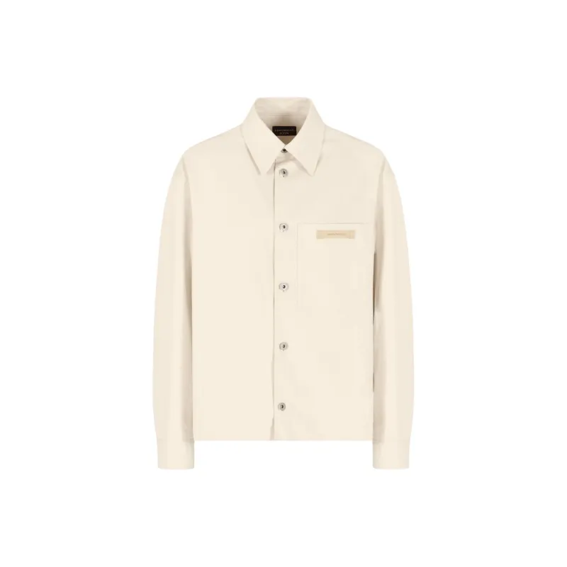 EMPORIO ARMANI Logo Patch Button Up Jacket-0