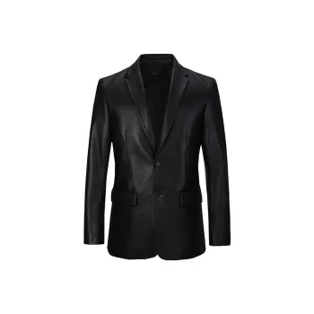 DAVID NAMAN Leather Jacket Men's Black
