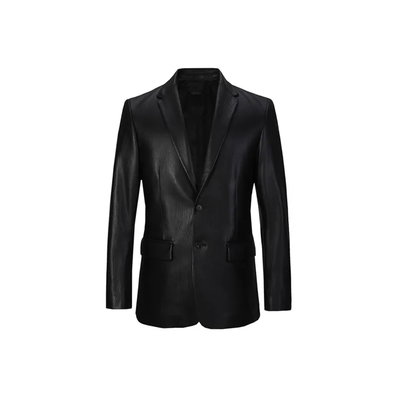 DAVID NAMAN Leather Jacket Men's Black-0