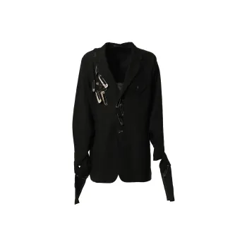 Yohji Yamamoto Safety pin Embellished Linen Blazer
