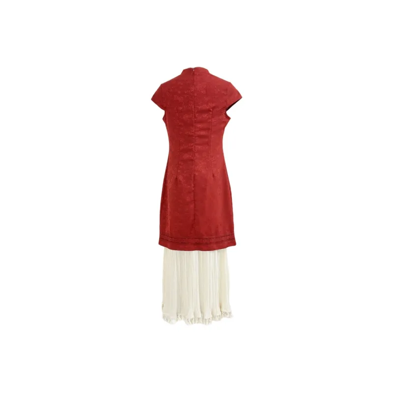 PLANE DRIFT Short Sleeved Dress Women's Vermilion Face Red-1