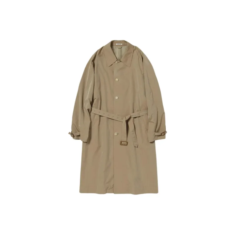 Auralee Finx Polyester Weather Chambray Soutien Colloar Coat-0