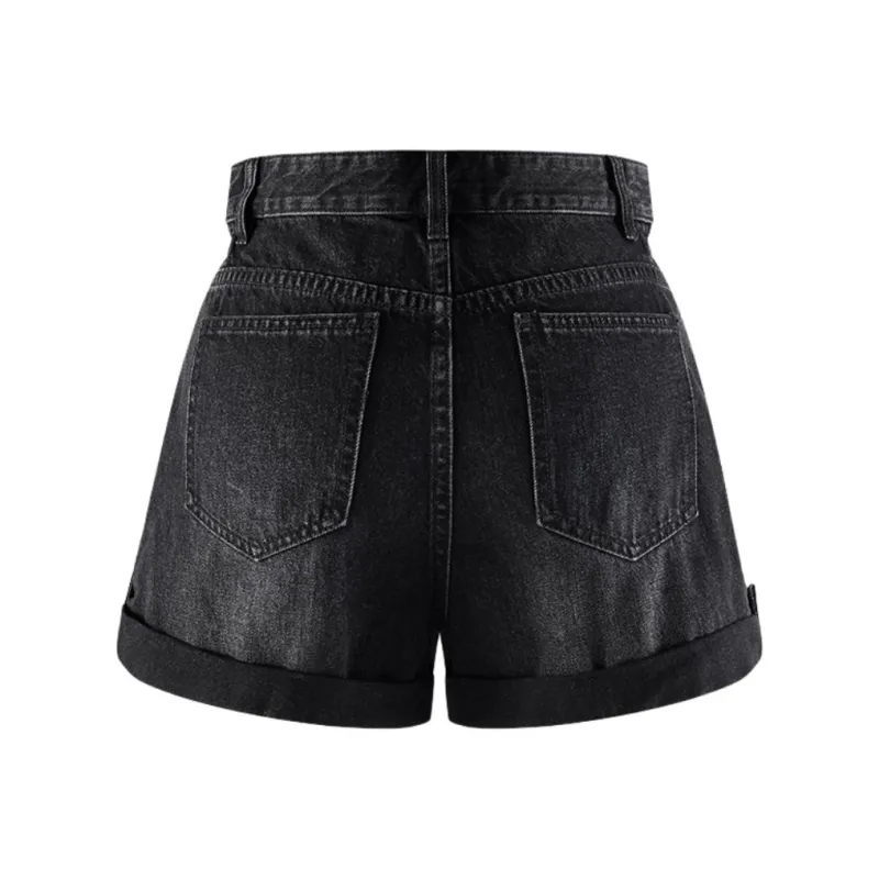 A21 Denim Shorts Women's Black Gray-1